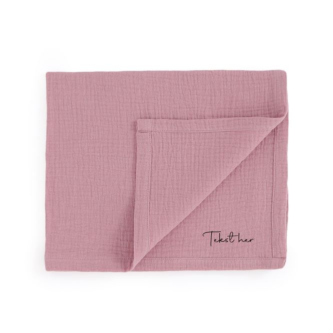 Hovedbilde Koseklut/gulpeklut med navn i plomme muslin - ...