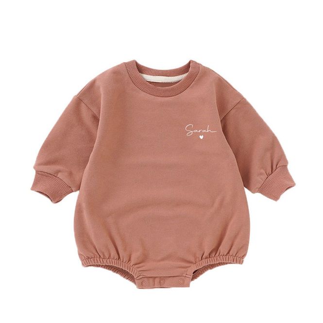 Hovedbilde Old rose sweatshirt romper med navn - trykk