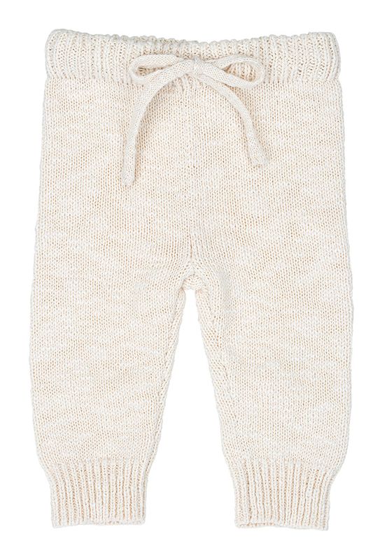 Strikket ribbet bukse i sand