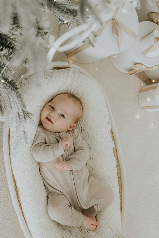 Melert sand pysjamas i 100% merinoull