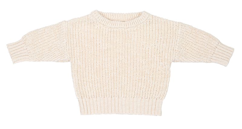 Strikket chunky ribbet genser i sand
