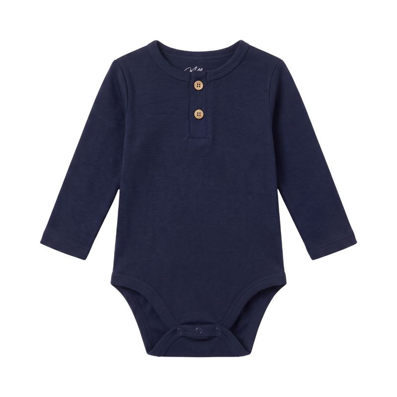 Henley  ullbambus body - marineblå