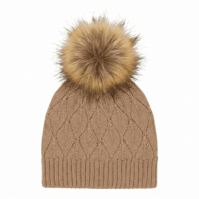 Hovedbilde Nugatt løvfall lue i merinoull med dusk