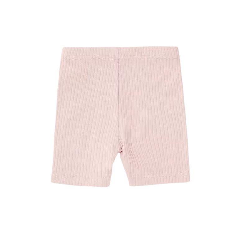 Ribbet sykkelshorts i dusrosa økologisk bomull