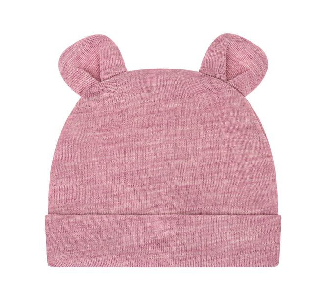 Hovedbilde Melert gammelrosa nyfødtlue med bjørneører i ...